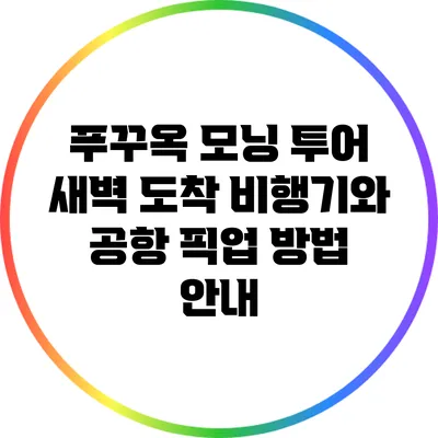 푸꾸옥 모닝 투어: 새벽 도착 비행기와 공항 픽업 방법 안내