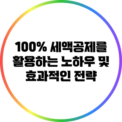 100% 세액공제를 활용하는 노하우 및 효과적인 전략