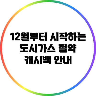 12월부터 시작하는 도시가스 절약 캐시백 안내