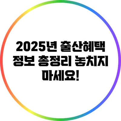 2025년 출산혜택 정보 총정리: 놓치지 마세요!