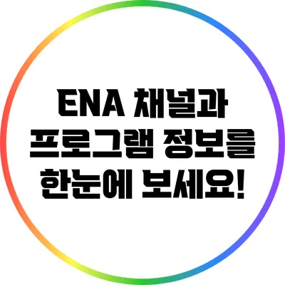 ENA 채널과 프로그램 정보를 한눈에 보세요!
