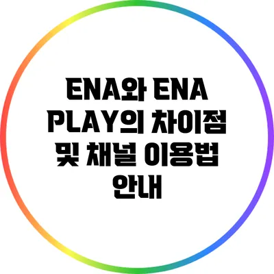ENA와 ENA PLAY의 차이점 및 채널 이용법 안내