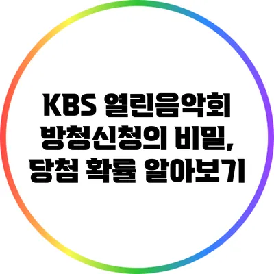 KBS 열린음악회: 방청신청의 비밀, 당첨 확률 알아보기