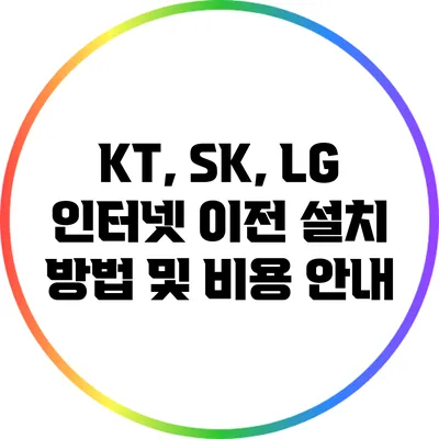 KT, SK, LG 인터넷 이전 설치 방법 및 비용 안내