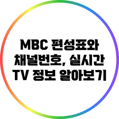 MBC 편성표와 채널번호, 실시간 TV 정보 알아보기