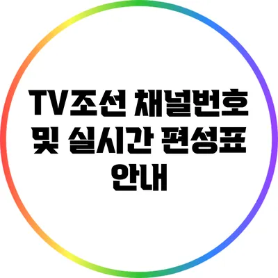 TV조선 채널번호 및 실시간 편성표 안내