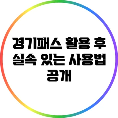 경기패스 활용 후 실속 있는 사용법 공개
