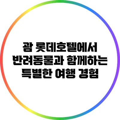 괌 롯데호텔에서 반려동물과 함께하는 특별한 여행 경험