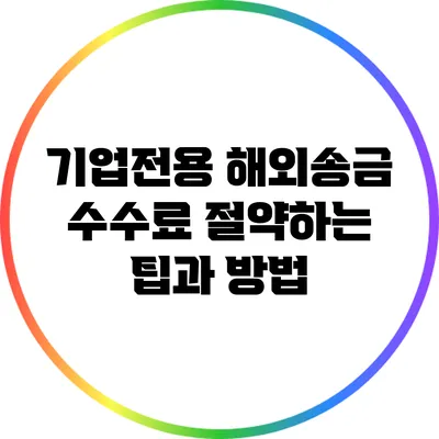 기업전용 해외송금 수수료 절약하는 팁과 방법
