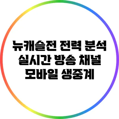 뉴캐슬전 전력 분석: 실시간 방송 채널 모바일 생중계