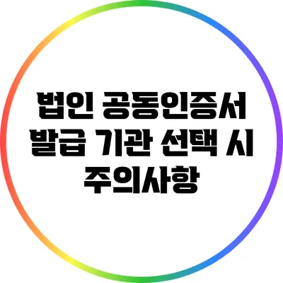 법인 공동인증서 발급 기관 선택 시 주의사항