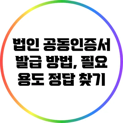 법인 공동인증서 발급 방법, 필요 용도 정답 찾기