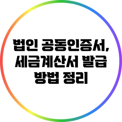 법인 공동인증서, 세금계산서 발급 방법 정리