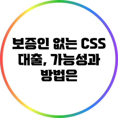 보증인 없는 CSS 대출, 가능성과 방법은?