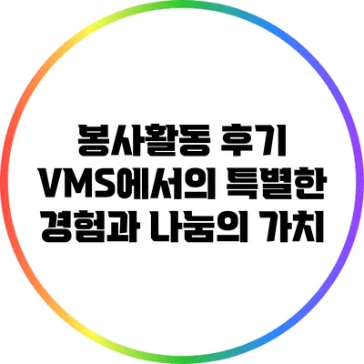 봉사활동 후기: VMS에서의 특별한 경험과 나눔의 가치