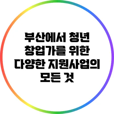 부산에서 청년 창업가를 위한 다양한 지원사업의 모든 것