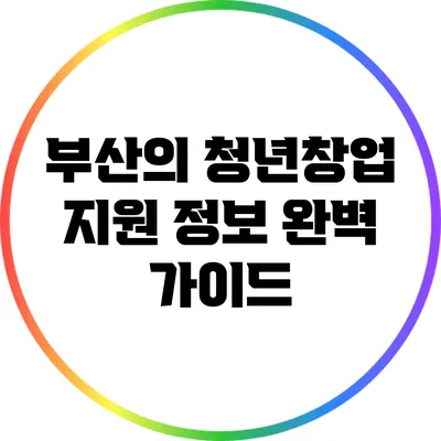 부산의 청년창업 지원 정보 완벽 가이드