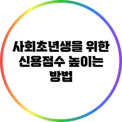 사회초년생을 위한 신용점수 높이는 방법