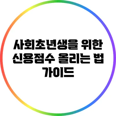사회초년생을 위한 신용점수 올리는 법 가이드