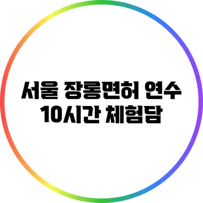 서울 장롱면허 연수 10시간 체험담