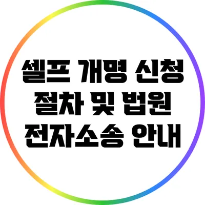 셀프 개명 신청 절차 및 법원 전자소송 안내