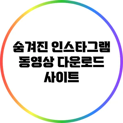 숨겨진 인스타그램 동영상 다운로드 사이트