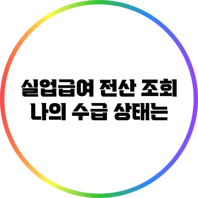 실업급여 전산 조회: 나의 수급 상태는?