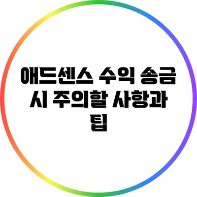 애드센스 수익 송금 시 주의할 사항과 팁