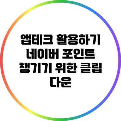 앱테크 활용하기: 네이버 포인트 챙기기 위한 클립 다운