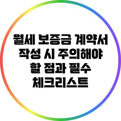 월세 보증금 계약서 작성 시 주의해야 할 점과 필수 체크리스트