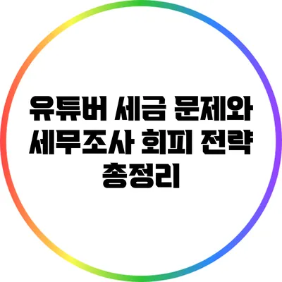 유튜버 세금 문제와 세무조사 회피 전략 총정리