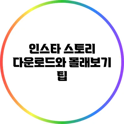 인스타 스토리 다운로드와 몰래보기 팁