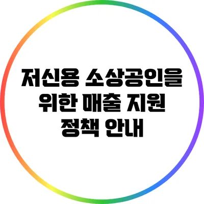 저신용 소상공인을 위한 매출 지원 정책 안내