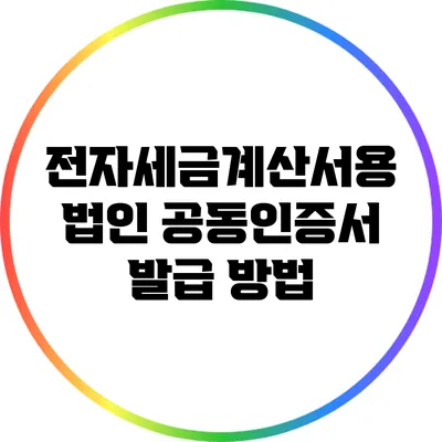 전자세금계산서용 법인 공동인증서 발급 방법