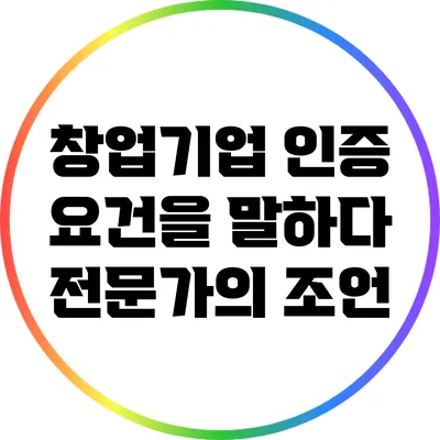 창업기업 인증 요건을 말하다: 전문가의 조언