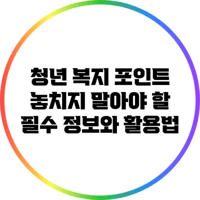 청년 복지 포인트: 놓치지 말아야 할 필수 정보와 활용법