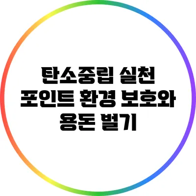 탄소중립 실천 포인트: 환경 보호와 용돈 벌기