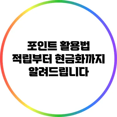 포인트 활용법: 적립부터 현금화까지 알려드립니다