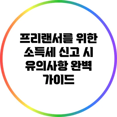 프리랜서를 위한 소득세 신고 시 유의사항 완벽 가이드
