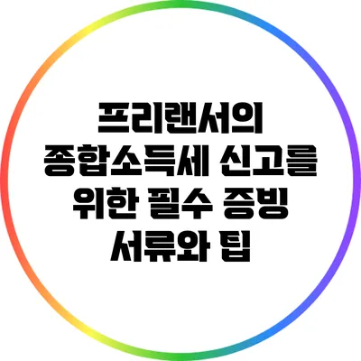 프리랜서의 종합소득세 신고를 위한 필수 증빙 서류와 팁