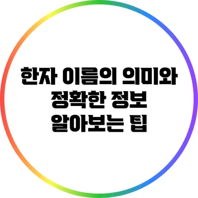 한자 이름의 의미와 정확한 정보 알아보는 팁