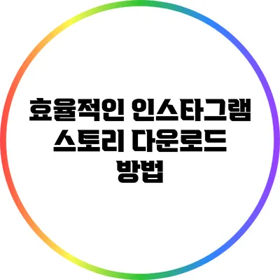 효율적인 인스타그램 스토리 다운로드 방법