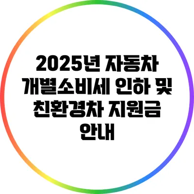 2025년 자동차 개별소비세 인하 및 친환경차 지원금 안내