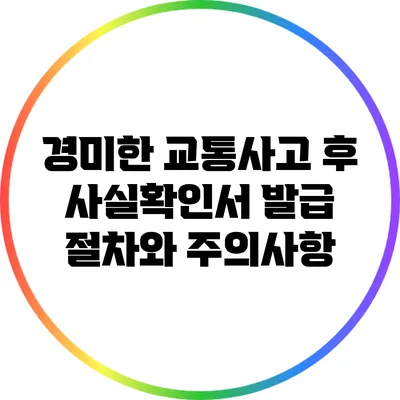 경미한 교통사고 후 사실확인서 발급 절차와 주의사항
