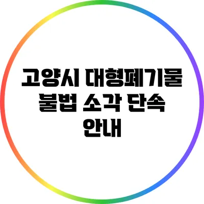 고양시 대형폐기물 불법 소각 단속 안내