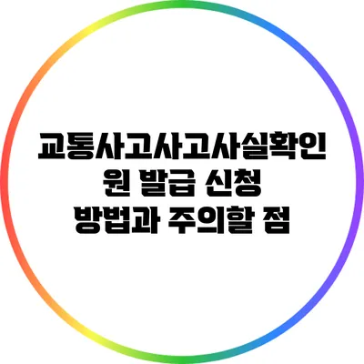 교통사고사고사실확인원 발급 신청 방법과 주의할 점