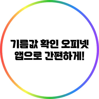 기름값 확인? 오피넷 앱으로 간편하게!
