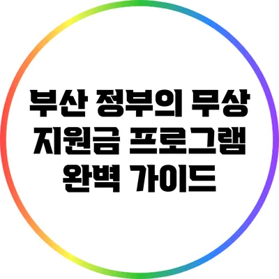 부산 정부의 무상 지원금 프로그램 완벽 가이드