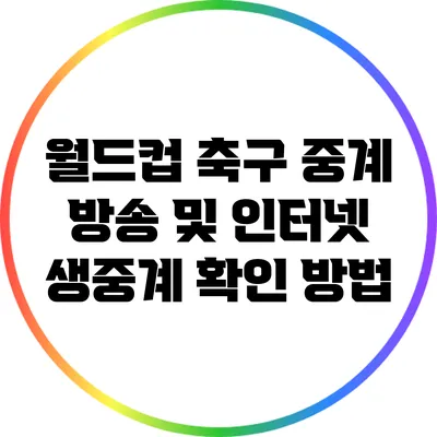 월드컵 축구 중계 방송 및 인터넷 생중계 확인 방법
