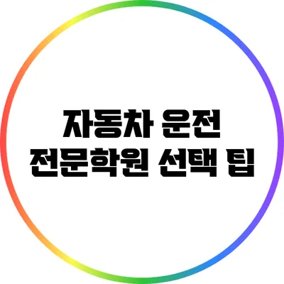 자동차 운전 전문학원 선택 팁